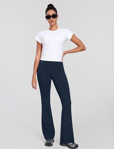 HeyNuts Harmony Flare Leggings for Women, High Waisted Tummy Control Bell Bottom Leggings Wide Leg Bootcut Yoga Pants Athletic Compression Buttery Soft Lounge Pants 29" True Navy L(12) in Saudi Arabia