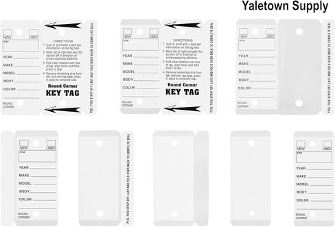 Self Laminating Key Tags for Car, Truck, RV Dealership or Shop. 250 Self Protecting White Car Key Tags with Chrome Rings and 2 Fine Point Pens. in Kuwait