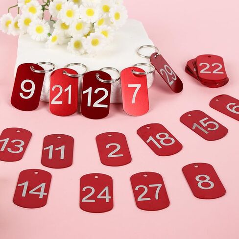 30 قطعة من علامات الألومنيوم المرقمة مع حلقات مفاتيح رقم 1-30 علامات أرقام معدنية علامات رئيسية لتحديد هوية الفندق ومنزل النوم وخزانة المنزل in Kuwait