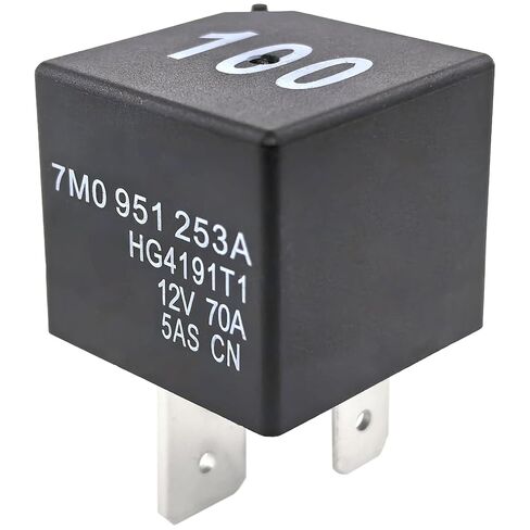 100 Relay 7M0951253A (4-Pack) 12V 70A 4-Pin SPST مفتاح كهربائي للسيارات شديد التحمل متوافق مع VW Audi Jetta Golf Passat Beetle يعمل على إصلاح مشكلات مضخة الوقود والمروحة in Saudi Arabia