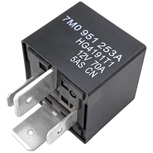 100 Relay 7M0951253A (4-Pack) 12V 70A 4-Pin SPST مفتاح كهربائي للسيارات شديد التحمل متوافق مع VW Audi Jetta Golf Passat Beetle يعمل على إصلاح مشكلات مضخة الوقود والمروحة in Saudi Arabia