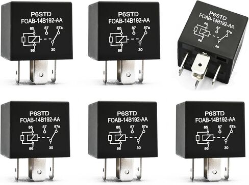 6 Pcs P6Sdt Foab-14B192-Aa Relay, 40A 12Vdc 5 Pin Relay, OEM Replacement for F0Ab-14B192-Aa Compatible with Ford in Saudi Arabia