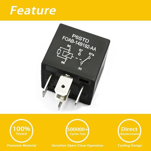 6 Pcs P6Sdt Foab-14B192-Aa Relay, 40A 12Vdc 5 Pin Relay, OEM Replacement for F0Ab-14B192-Aa Compatible with Ford in Saudi Arabia