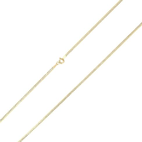 Nuragold 14k الذهب الأصفر الحقيقي الصلبة الكوبية كبح وصلة 2 مم قطع الماس تمهيد سلسلة قلادة (16 "-24") اثنين من لهجة المجوهرات الإيطالية للرجال والنساء in Saudi Arabia