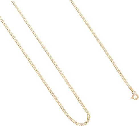 Nuragold 14k الذهب الأصفر الحقيقي الصلبة الكوبية كبح وصلة 2 مم قطع الماس تمهيد سلسلة قلادة (16 "-24") اثنين من لهجة المجوهرات الإيطالية للرجال والنساء in Saudi Arabia