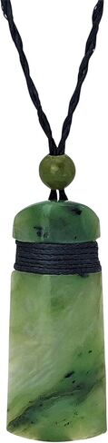 81stgeneration Nephrite Jade Small Toki Blade Pendant Necklace - Maori Style Cord Surfer Necklace for Men and Women - Natural Greenstone Jewelry - Hand-Carved Green Gemstone Amulet Jewelry in Saudi Arabia