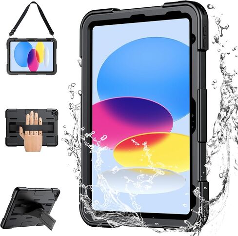 حافظة لجهاز iPad الجيل العاشر 10.9 بوصة، [مقاومة للسقوط من الدرجة العسكرية] [مقاومة للماء IP68] مع واقي شاشة وحامل وحزام لليد، مقاوم للصدمات لكامل الجسم لجهاز iPad الجيل العاشر 2022 in Saudi Arabia