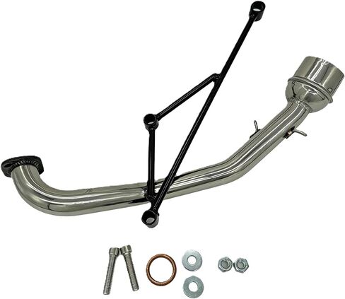 نظام كاتم صوت العادم من الفولاذ المقاوم للصدأ متوافق مع GY6 125cc 150cc 157QMJ 152QMI محرك الدراجات البخارية ATV Go Karts، أنبوب رأس كامل مع حاجز كاتم الصوت in Kuwait