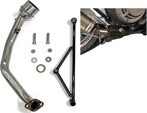 نظام كاتم صوت العادم من الفولاذ المقاوم للصدأ متوافق مع GY6 125cc 150cc 157QMJ 152QMI محرك الدراجات البخارية ATV Go Karts، أنبوب رأس كامل مع حاجز كاتم الصوت in Kuwait