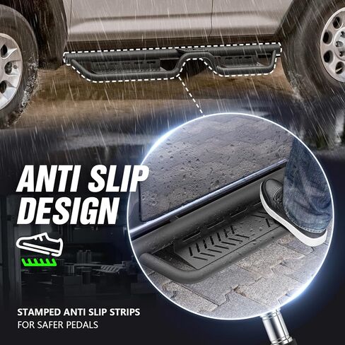 لوحات الجري ذات الدرجات الجانبية المتوافقة مع إصدار 2010-2024 Toyota 4Runner Trail Edition، 2014-2024 Toyota 4-Runner SR5 / TRD Pro (بدون تنانير جانبية)، تصميم درجين مزود بمسامير على السكك الحديدية الجانبية Nerf Bar in Saudi Arabia