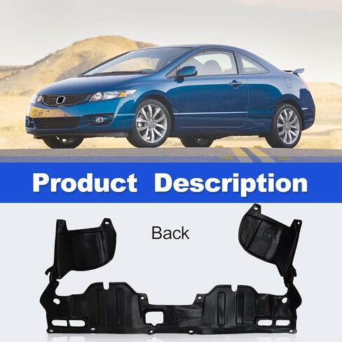 CarPartsDepot Engine Splash Shield سفلي تحت الغطاء متوافق مع Civic Coupe Sedan Hybrid 2006-2011 يناسب HO1228112 74111SNAA00 in Kuwait
