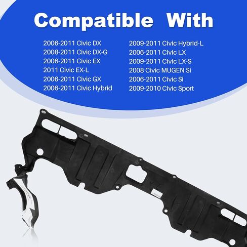 CarPartsDepot Engine Splash Shield سفلي تحت الغطاء متوافق مع Civic Coupe Sedan Hybrid 2006-2011 يناسب HO1228112 74111SNAA00 in Kuwait