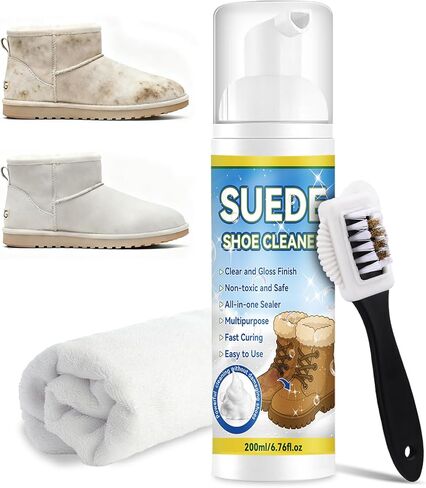مجموعة تنظيف الأحذية المصنوعة من الجلد السويدي، مجموعة تنظيف الأحذية المصنوعة من جلد الغزال والجلد المدبوغ بوزن 6.76 أونصة، منظف الأحذية الرياضية مع فرشاة ومنشفة، منظف الجلد السويدي للأحذية والجلود وجلد النوبوك والجلد والنسيج والقماش in Kuwait