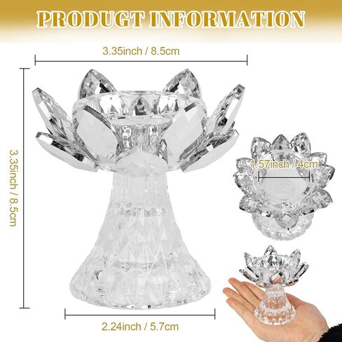 قطعة واحدة من حامل ضوء الشاي الكريستالي الفضي، شمعدان زجاجي لزهرة اللوتس، شمعة نذرية لقطعة الطاولة المركزية، ديكور حفلات الزفاف، هدية لطيفة in Kuwait