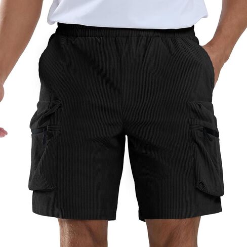 APTRO Men's Casual Shorts 9" Fashion Corduroy Cargo Comfort Shorts with Zipper Pockets Relaxed Fit in Saudi Arabia