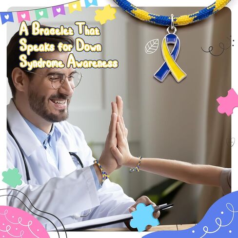 tondiamo 30 جهاز كمبيوتر شخصى أساور الوعي متلازمة داون الأزرق الأصفر الشريط قابل للتعديل الحبل تمتد سوار داون متلازمة الوعي شهر ملهمة معصمه للنساء الرجال حملات المجتمعات الخيرية in Saudi Arabia