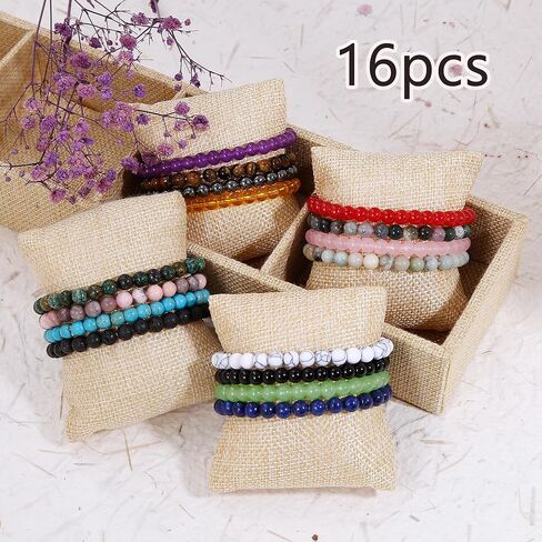 BROCC 16 قطعة من أساور الكريستال العلاجية الطبيعية للنساء والرجال، 6 مم خرز دائري أحجار كريمة قابلة للتمدد، مجموعة هدايا أساور من حجر الكريستال العلاجي in Kuwait