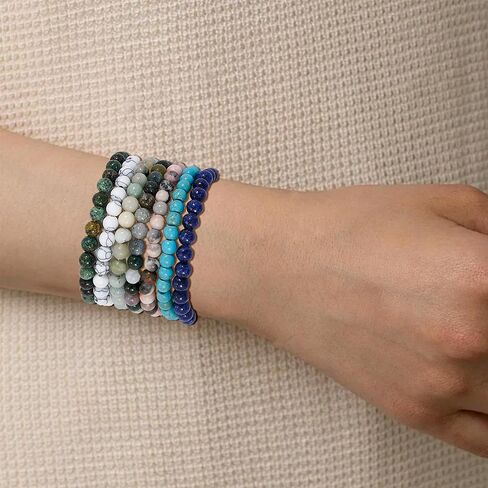 BROCC 16 قطعة من أساور الكريستال العلاجية الطبيعية للنساء والرجال، 6 مم خرز دائري أحجار كريمة قابلة للتمدد، مجموعة هدايا أساور من حجر الكريستال العلاجي in Kuwait