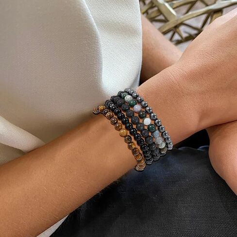 BROCC 16 قطعة من أساور الكريستال العلاجية الطبيعية للنساء والرجال، 6 مم خرز دائري أحجار كريمة قابلة للتمدد، مجموعة هدايا أساور من حجر الكريستال العلاجي in Kuwait