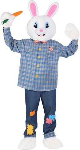 7 Pcs Easter Bunny Costume Adult Rabbit Suit Costume For Men with Headcover Fancy Dress Outfit for Easter Holiday in Kuwait