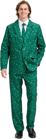 بدلة عيد القديس باتريك للرجال، زي فاخر للرجال في يوم القديس باتريك للبالغين، زي أخضر محظوظ لحفلات العطلات in Kuwait