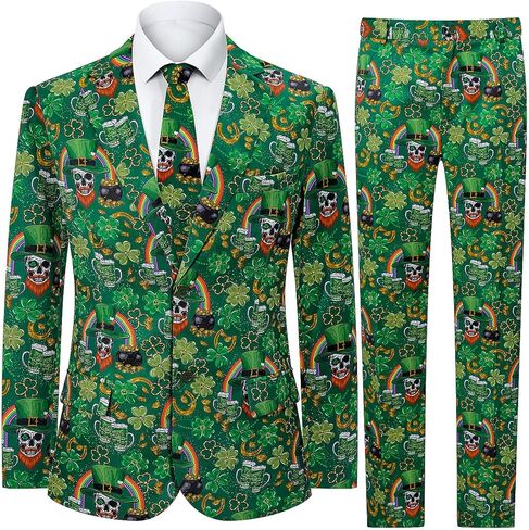 Men's 3-Piece St Patricks Day Suits, Two Button Jacket & Pants & Tie in Saudi Arabia