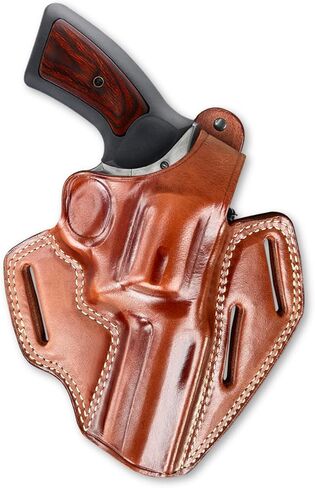 حافظة فطيرة OWB من الجلد الفاخر بثلاث فتحات مع ملاءمة لكسر الإبهام، Rugerr GP-100 357 Magnum 4.20 بوصة (يرجى اختيار رسم يدك) لون بني in Kuwait