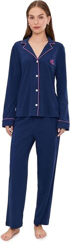 Lauren Ralph Lauren womens Hammond Knit Long Sleeve Notch Collar Ankle Pants Pajama Set in Saudi Arabia