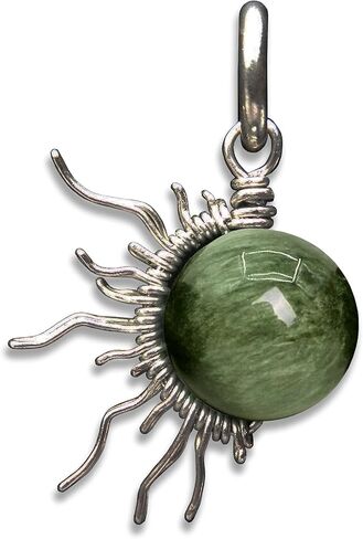 Green Chrysoberyl Cats Eye 1/2 Sun Wire Pendant- Black Niobium/Silver/Steel/Copper/Bronze/14K Gold, or 14K Rose Gold- Pendant or Bracelet Charm Black Gemstone Jewelry Sun Moon Necklace in Kuwait