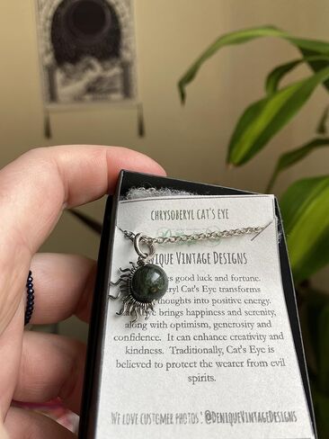 Green Chrysoberyl Cats Eye 1/2 Sun Wire Pendant- Black Niobium/Silver/Steel/Copper/Bronze/14K Gold, or 14K Rose Gold- Pendant or Bracelet Charm Black Gemstone Jewelry Sun Moon Necklace in Kuwait