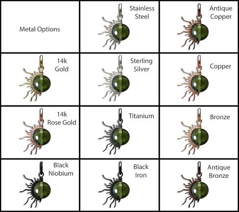 Green Chrysoberyl Cats Eye 1/2 Sun Wire Pendant- Black Niobium/Silver/Steel/Copper/Bronze/14K Gold, or 14K Rose Gold- Pendant or Bracelet Charm Black Gemstone Jewelry Sun Moon Necklace in Kuwait