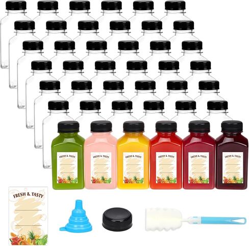 36 قطعة من زجاجات العصير البلاستيكية الفارغة سعة 16oz من BAKHUK، حاويات المشروبات السائبة الشفافة القابلة لإعادة الاستخدام للعصير والحليب والمشروبات الأخرى in Kuwait