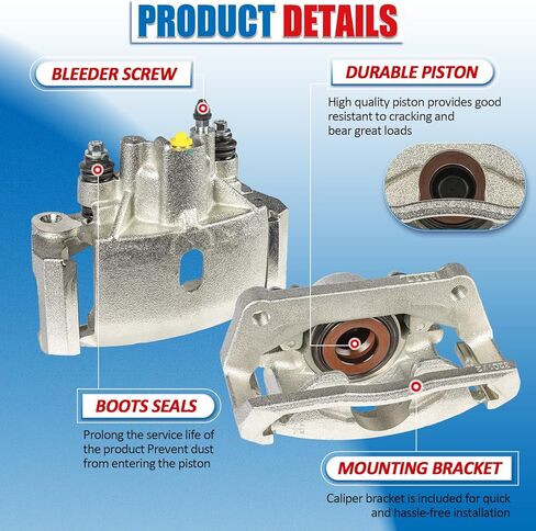 Brake Caliper Assembly with Bracket Compatible with 2002-2010 Dodge Ram 1500 2011-2023 Ram 1500 2004-2009 Dodge Durango Disc Brake Caliper Rear Pair 18B4837 18B4836 in Kuwait