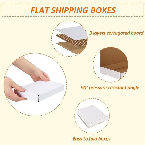 مجموعة صناديق الشحن من HORLIMER مقاس 7 × 5 × 1 مكونة من 100 قطعة، صندوق بريد من الورق المقوى المموج الأبيض لتعبئة الشركات الصغيرة in Kuwait