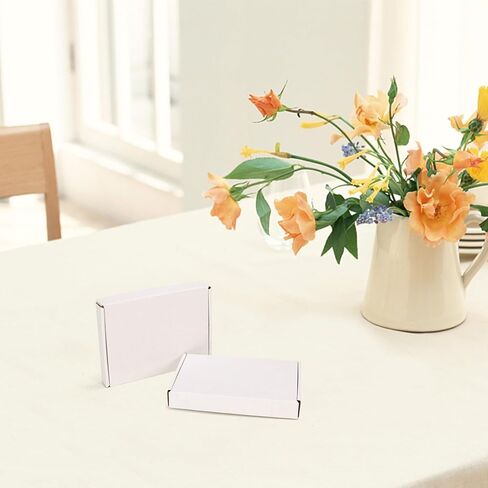 مجموعة صناديق الشحن من HORLIMER مقاس 7 × 5 × 1 مكونة من 100 قطعة، صندوق بريد من الورق المقوى المموج الأبيض لتعبئة الشركات الصغيرة in Kuwait