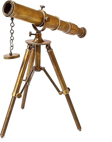 Vintage Brass Table Telescope with Wooden Tripod Stand, Antique Maritime Telescope for Home Office Décor, Collectors & Nautical Enthusiasts, Retro Brass Nautical Instrument in Saudi Arabia