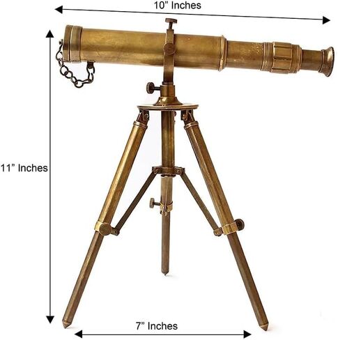 Vintage Brass Table Telescope with Wooden Tripod Stand, Antique Maritime Telescope for Home Office Décor, Collectors & Nautical Enthusiasts, Retro Brass Nautical Instrument in Saudi Arabia