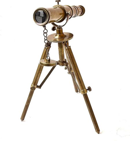 Vintage Brass Table Telescope with Wooden Tripod Stand, Antique Maritime Telescope for Home Office Décor, Collectors & Nautical Enthusiasts, Retro Brass Nautical Instrument in Saudi Arabia