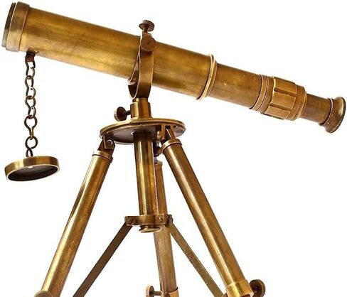 Vintage Brass Table Telescope with Wooden Tripod Stand, Antique Maritime Telescope for Home Office Décor, Collectors & Nautical Enthusiasts, Retro Brass Nautical Instrument in Saudi Arabia