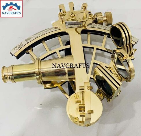 9 Inch Polished Brass Sextant - Vintage-Style Nautical Navigation Tool - Astrolabe Maritime Ship's Sextant, Royal Navy Gift in Saudi Arabia