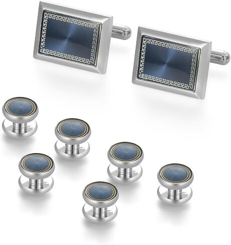 wynameleri Cufflinks and Studs Set Square Shirt Tuxedo Buttons Packed in Cufflink Box for Men in Saudi Arabia