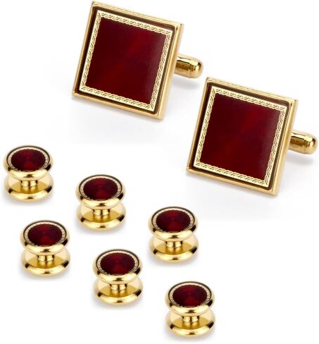 wynameleri Cufflinks and Studs Set Square Shirt Tuxedo Buttons Packed in Cufflink Box for Men in Kuwait