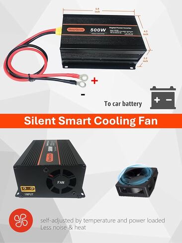 محول طاقة بموجة جيبية نقية 500 واط، تيار مستمر 12 فولت إلى تيار متردد 110 فولت مع 2 منافذ تيار متردد، 1 منفذ USB-A و1 منفذ USB-C للسيارة والمركبات الترفيهية والشاحنات in Kuwait