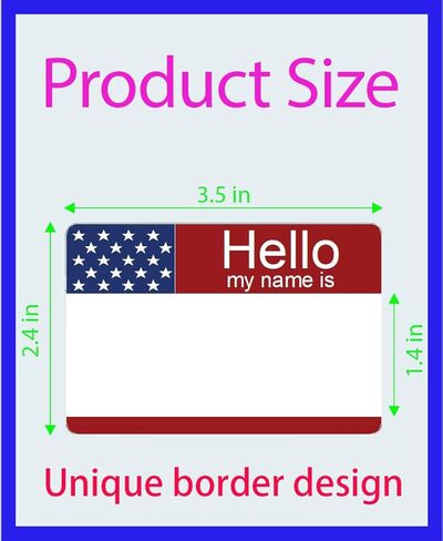 300 Pcs “Hello My Name is “ Patriotic Name Tags Stickers(3.5"X2.4") Self-Adhesive Name Sticker Name Badges Labels are Great for Volunteer Work，Party,Office, Meeting, School and Mailing in Saudi Arabia