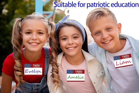 300 Pcs “Hello My Name is “ Patriotic Name Tags Stickers(3.5"X2.4") Self-Adhesive Name Sticker Name Badges Labels are Great for Volunteer Work，Party,Office, Meeting, School and Mailing in Saudi Arabia
