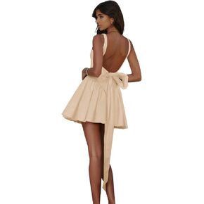 Cudiew Satin Homecoming Dress with Bow Straps for Teens Short Cocktail Party Gown 2025 Mini Wedding Dress in Saudi Arabia