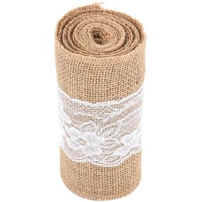 Zerodis Craft Materials أنيقة غير مصقولة حزام الجوت الدانتيل زخرفة المنزل شريط الخيش الدانتيل لحفل الزفاف وعيد الميلاد ديكور المنزل طويل 2.7 متر شريط الخيش الدانتيل in Saudi Arabia