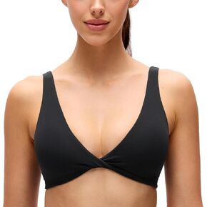 CRZ YOGA Butterluxe Twist Deep V Neck Sports Bras for Women - Padded U Back Wide Straps Yoga Crop Top in Saudi Arabia