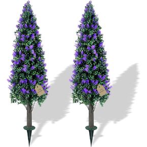 مجموعة أشجار توبياري لافندر صناعية بطول 3.3 قدم مكونة من قطعتين مع شجيرات نباتات وهمية مقاومة للأشعة فوق البنفسجية، وشجيرات صناعية طويلة للمزارع الداخلي في الهواء الطلق، ديكور خارجي للشرفة الأمامية دائمة الخضرة in Kuwait