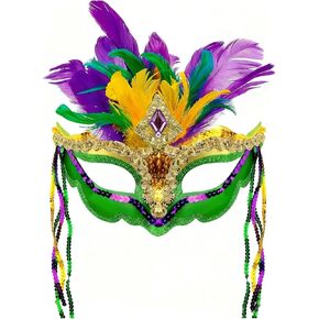 قناع تنكرية من الريش الملون من Cutepet Mardi Gras للنساء مع شرابة وترتر، زي كرنفال البندقية، حفلة الهالوين التنكرية in Kuwait